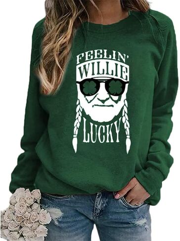 سويت شيرت Yimoya St Patricks Day للنساء قميص Lucky St Patty Day بأكمام طويلة ورسومات St Patricks in Kuwait