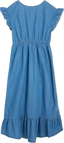 فستان One Step Up للفتيات - فستان صيفي خفيف الوزن من قماش الدنيم بأزرار أمامية (7-12) in Kuwait