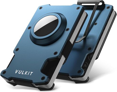 VULKIT Minimalist Slim Wallet for Mens with Money Clip- RFID Blocking with AirTag Holder Design Metal Wallet, Army Green in Saudi Arabia