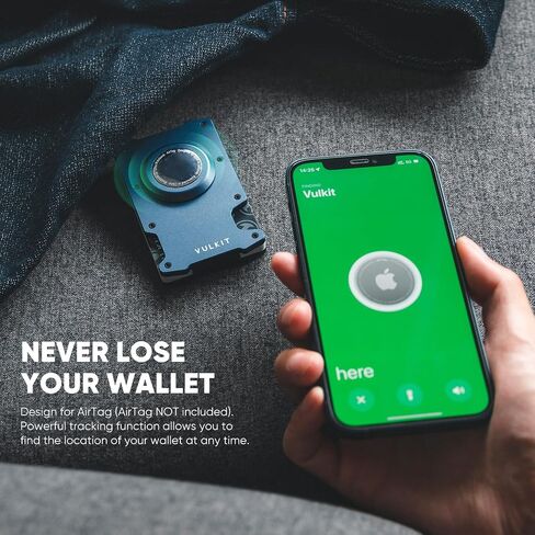 VULKIT Minimalist Slim Wallet for Mens with Money Clip- RFID Blocking with AirTag Holder Design Metal Wallet, Army Green in Saudi Arabia