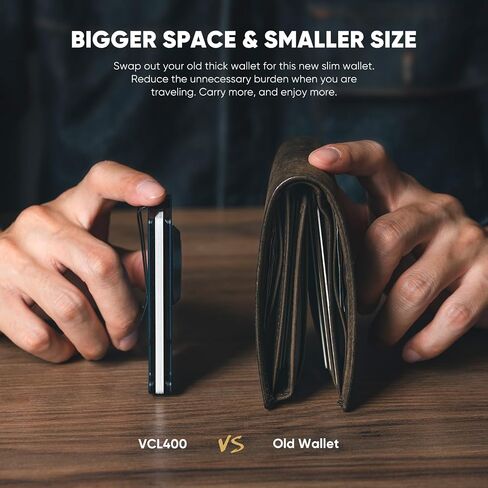 VULKIT Minimalist Slim Wallet for Mens with Money Clip- RFID Blocking with AirTag Holder Design Metal Wallet, Army Green in Saudi Arabia