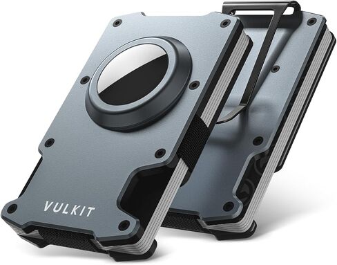 VULKIT Minimalist Slim Wallet for Mens with Money Clip- RFID Blocking with AirTag Holder Design Metal Wallet, Army Green in Saudi Arabia