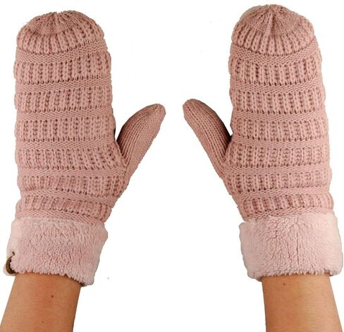 C.C Unisex Winter Warm Inner Fuzzy Lined Anti-Slip Cuff Mittens in Saudi Arabia