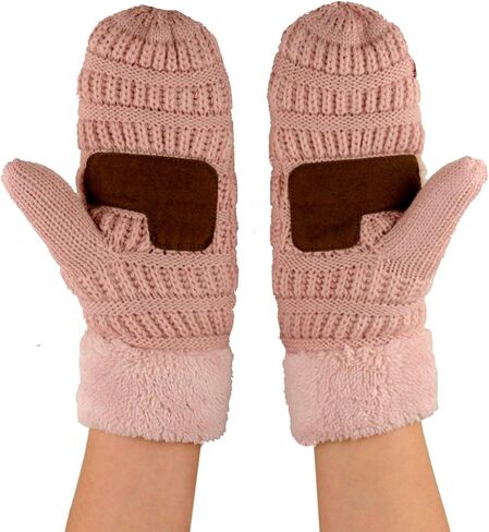 C.C Unisex Winter Warm Inner Fuzzy Lined Anti-Slip Cuff Mittens in Saudi Arabia