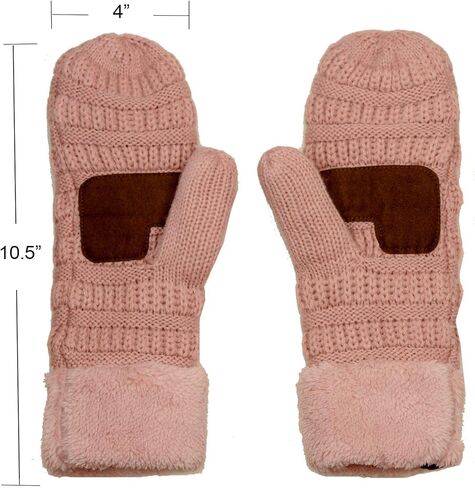C.C Unisex Winter Warm Inner Fuzzy Lined Anti-Slip Cuff Mittens in Saudi Arabia