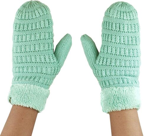C.C Unisex Winter Warm Inner Fuzzy Lined Anti-Slip Cuff Mittens in Saudi Arabia