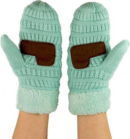 C.C Unisex Winter Warm Inner Fuzzy Lined Anti-Slip Cuff Mittens in Saudi Arabia