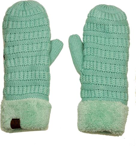 C.C Unisex Winter Warm Inner Fuzzy Lined Anti-Slip Cuff Mittens in Saudi Arabia