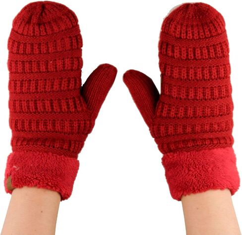 C.C Unisex Winter Warm Inner Fuzzy Lined Anti-Slip Cuff Mittens in Saudi Arabia