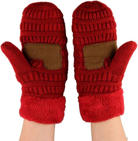 C.C Unisex Winter Warm Inner Fuzzy Lined Anti-Slip Cuff Mittens in Saudi Arabia