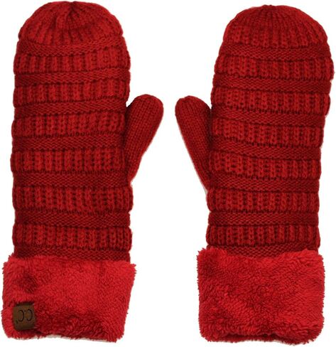C.C Unisex Winter Warm Inner Fuzzy Lined Anti-Slip Cuff Mittens in Saudi Arabia