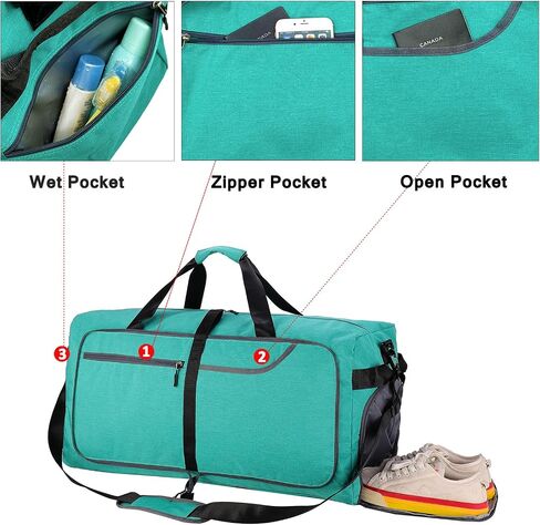 150L Extra Large Foldable Duffle Bag for Travel with Wet Pocket & Shoes Compartment Men Women Waterproof Weekender Duffle Bag(150LBlack) in Saudi Arabia