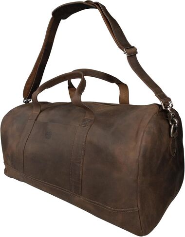 Hide & Drink, Luggage Duffle Bag with Shoulder Strap, Travel Overnight Bag, Handmade from Full Grain Leather - Bourbon Brown in Saudi Arabia