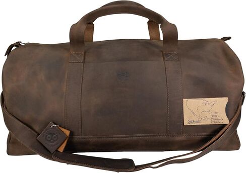 Hide & Drink, Luggage Duffle Bag with Shoulder Strap, Travel Overnight Bag, Handmade from Full Grain Leather - Bourbon Brown in Saudi Arabia
