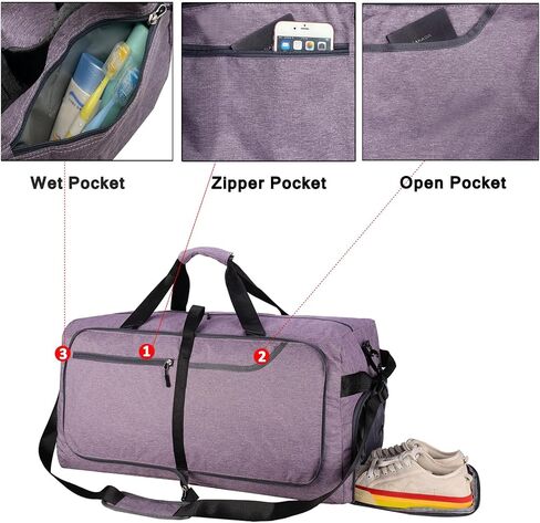 150L Extra Large Foldable Duffle Bag for Travel with Wet Pocket & Shoes Compartment Men Women Waterproof Weekender Duffle Bag(150LBlack) in Saudi Arabia