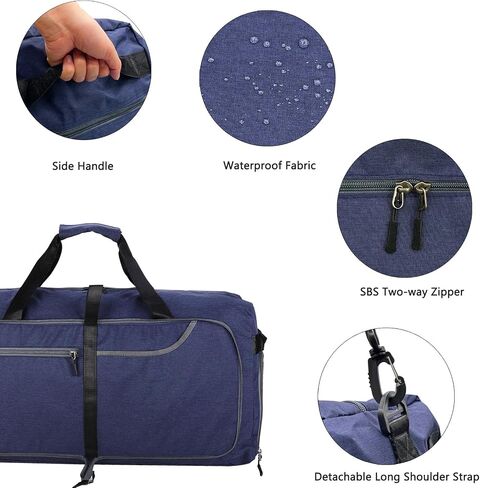 150L Extra Large Foldable Duffle Bag for Travel with Wet Pocket & Shoes Compartment Men Women Waterproof Weekender Duffle Bag(150LBlack) in Saudi Arabia