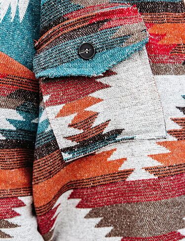 Athlisan Women's Aztec Print Shacket Lapel Botton Down Shirt Jacket in Kuwait