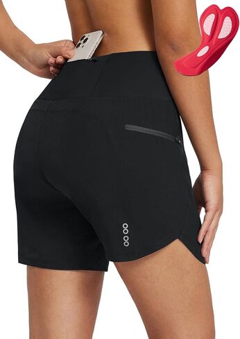 BALEAF Women's Mountain Bike Shorts 2 in 1 Padded MTB 5" Cycling Padding Pockets Biking Bicycle Cycle Riding Black L in Saudi Arabia