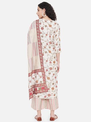 مجموعة وشاحات Nehamta النسائية العصرية بطباعة مزيج من المطبوعات المستقيمة 3/4 كم من Kurta Palazzo Dupatta in Kuwait
