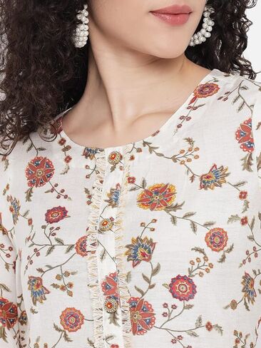 مجموعة وشاحات Nehamta النسائية العصرية بطباعة مزيج من المطبوعات المستقيمة 3/4 كم من Kurta Palazzo Dupatta in Kuwait