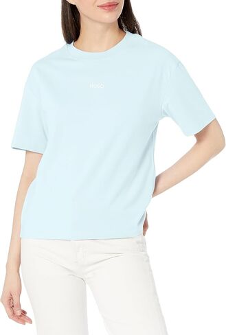 HUGO Women's Center Logo Relaxed Fit Short Sleeve T-Shirt in Saudi Arabia