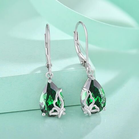 Blaniy Teardrop Dangle Drop Earrings 925 Sterling Silver Butterfly Leverback Earrings with Birthstone Jewelry Gifts for Mom Wife Girls Her in Saudi Arabia