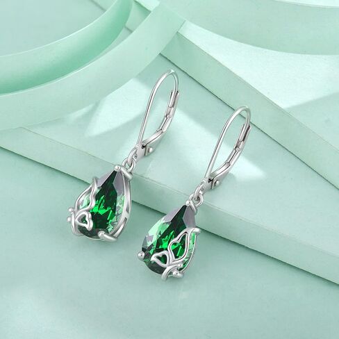 Blaniy Teardrop Dangle Drop Earrings 925 Sterling Silver Butterfly Leverback Earrings with Birthstone Jewelry Gifts for Mom Wife Girls Her in Saudi Arabia