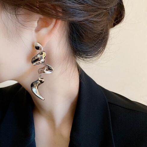 أقراط متدلية هندسية حلزونية مذهلة من الفضة الإسترليني للنساء - مجوهرات أنيقة in Kuwait