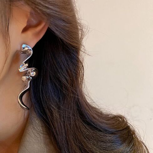 أقراط متدلية هندسية حلزونية مذهلة من الفضة الإسترليني للنساء - مجوهرات أنيقة in Kuwait