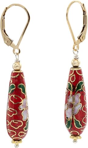 اقراط دمعة مطلية بالذهب عيار 14 قيراط مطلية بالمينا بلون احمر مصوغة بطريقة دمعة بلون احمر, مينا, ان ايه in Kuwait