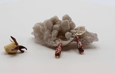 اقراط دمعة مطلية بالذهب عيار 14 قيراط مطلية بالمينا بلون احمر مصوغة بطريقة دمعة بلون احمر, مينا, ان ايه in Kuwait