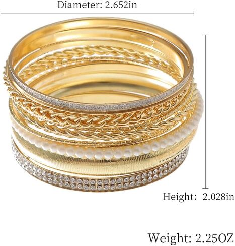 LUREME Boho الهندي متعدد الذهبي الإسورة مجموعة سوار للنساء الشرير مكتنزة Multipacks الطبقات سوار مجوهرات (bl003564) in Kuwait