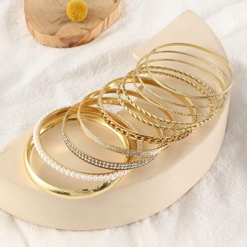 LUREME Boho الهندي متعدد الذهبي الإسورة مجموعة سوار للنساء الشرير مكتنزة Multipacks الطبقات سوار مجوهرات (bl003564) in Kuwait