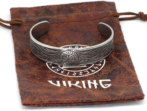 GuoShuang الشمال الفايكينج الرجال فيفيفيزر الإسورة أساور الكفة مع حقيبة هدايا Valknut in Kuwait