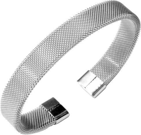 555Jewelry Unisex Stainless Steel Mesh Open Cuff Bangle Bracelet for Men & Women in Saudi Arabia