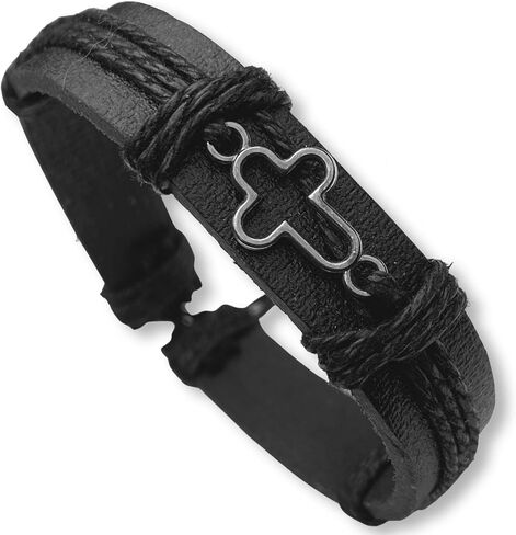 سوار جلدي رجالي مطبوع عليه الروح : هدايا تأكيد للمراهقين الجوفاء الصليب سحر ، بدون حجر كريم, بدون أحجار كريمة in Kuwait