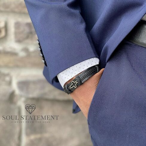 سوار جلدي رجالي مطبوع عليه الروح : هدايا تأكيد للمراهقين الجوفاء الصليب سحر ، بدون حجر كريم, بدون أحجار كريمة in Kuwait