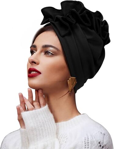 عمامة نسائية وأغطية للرأس، قبعات جمجمة، قبعة صغيرة بعقدة زهرة عمامة أفريقية مربوطة مسبقًا للنساء in Kuwait