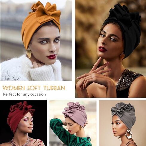 عمامة نسائية وأغطية للرأس، قبعات جمجمة، قبعة صغيرة بعقدة زهرة عمامة أفريقية مربوطة مسبقًا للنساء in Kuwait