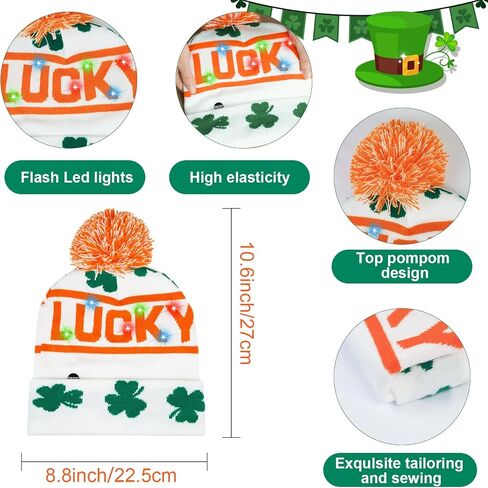 OurWarm 3 Pcs Light up St Patricks Day Hats for Women, Green Beanie Hats for Men Winter Hat, Lucky Irish hat Knit Cap in Saudi Arabia