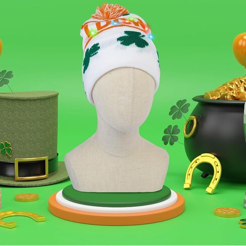 OurWarm 3 Pcs Light up St Patricks Day Hats for Women, Green Beanie Hats for Men Winter Hat, Lucky Irish hat Knit Cap in Saudi Arabia