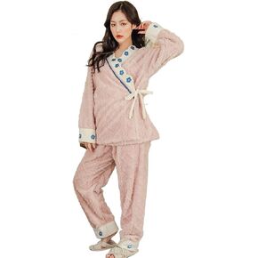 Ailizeye Women's Kimono Wool Two Piece Loungewear Warm and Cozy Plush Pajama Set Soft Pajamas Soothing Fleece Loungewear in Kuwait