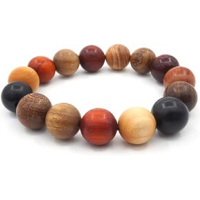 Thajaling Tibetan Bracelet Mala Buddhist Buddha Meditation 15mm Natural Wood Bead Men Elastic Prayer Bracelet in Saudi Arabia