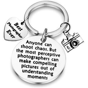 BAUNA Photographer Gift Camera Keychain Best Photographer Ever Thank You Gift for Photographer Videographer
