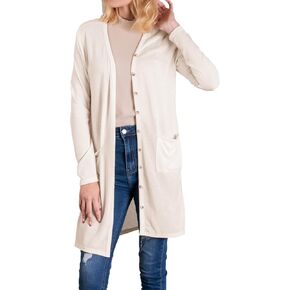 Naggoo Women's Long Cardigans Button Down Cardigan Open Front Knit Loose Cardigans with Pockets