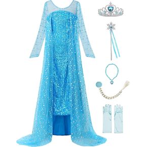 reliparty Little Girls Snow Princess Dress Costume, Blue in Kuwait