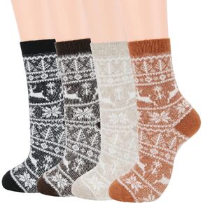 Zando 2023 Christmas Wool Socks for Women Warm Winter Socks Thermal Socks Cozy Crew Socks for Women Thick Hiking Boot Socks