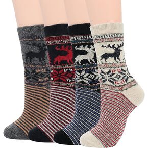 Zando 2023 Christmas Wool Socks for Women Warm Winter Socks Thermal Socks Cozy Crew Socks for Women Thick Hiking Boot Socks