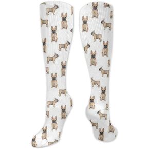 جوارب ضغط بيضاء اللون من qkwlo French Bulldog French Bulldog بألوان مائية للنساء والرجال الدورة الدموية 15-20 mmHg هي أفضل دعم لممارسة الرياضة والجري وركوب الدراجات in Kuwait