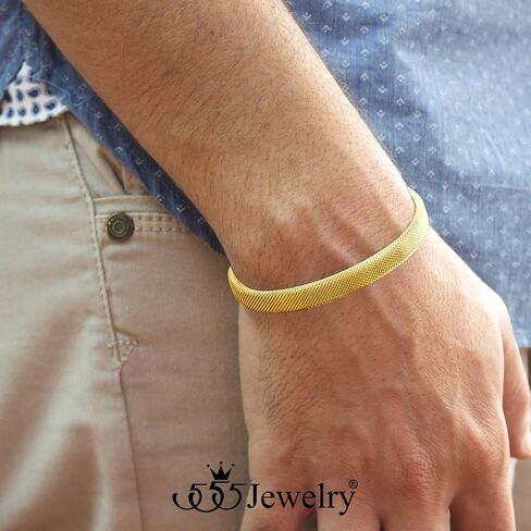 555Jewelry Unisex Stainless Steel Mesh Open Cuff Bangle Bracelet for Men & Women in Saudi Arabia